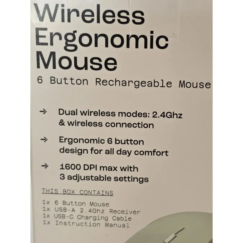 North Wireless Ergonomic 6 Button Mouse Mint Green Rechargeable USB-C 1600 DPI